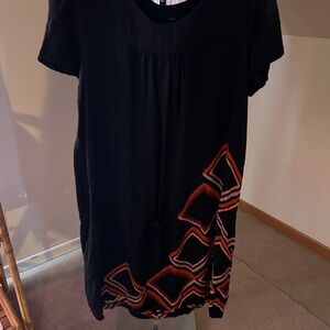 H&M Black Dress with Red Geometric Pattern